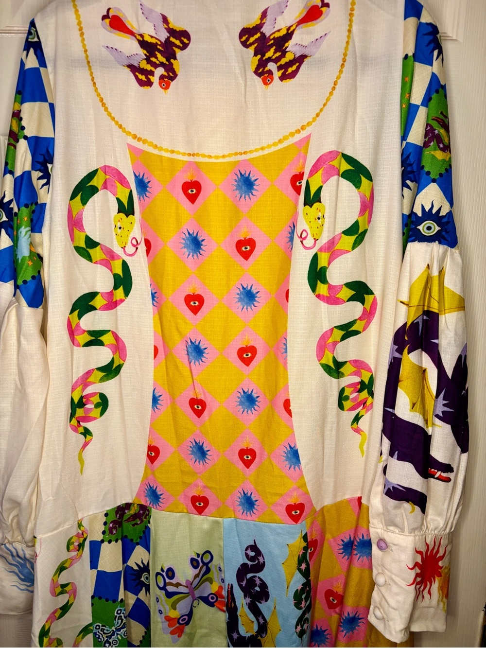 Whimsical Patchwork Linen-Blend Boutique Maxi Dress - Picture 7 of 11